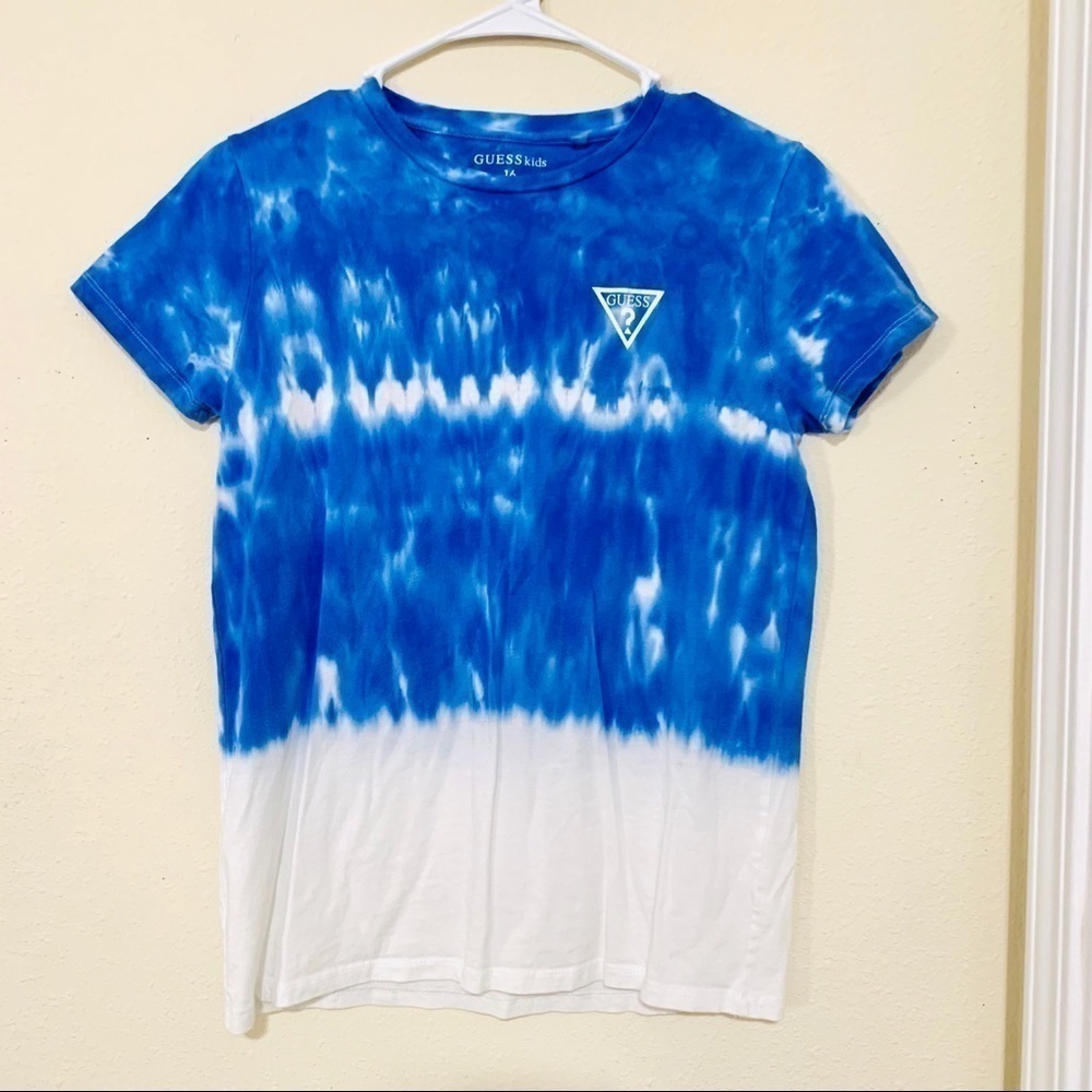 GUESS•blue tie dye shirt girl size 16